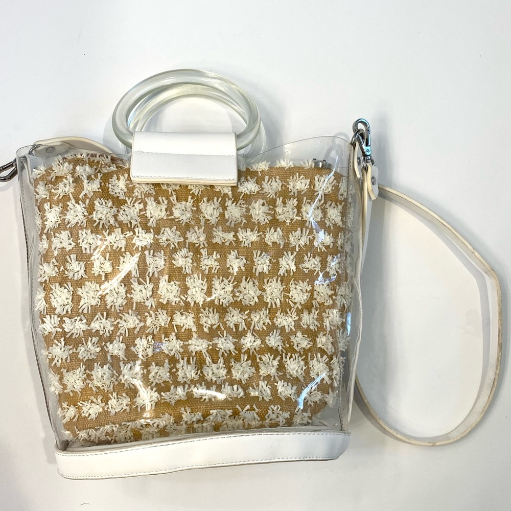 Trouve Nordstrom See Thru White Nude Boho Beige Shoulder Crossobody Bag Purse